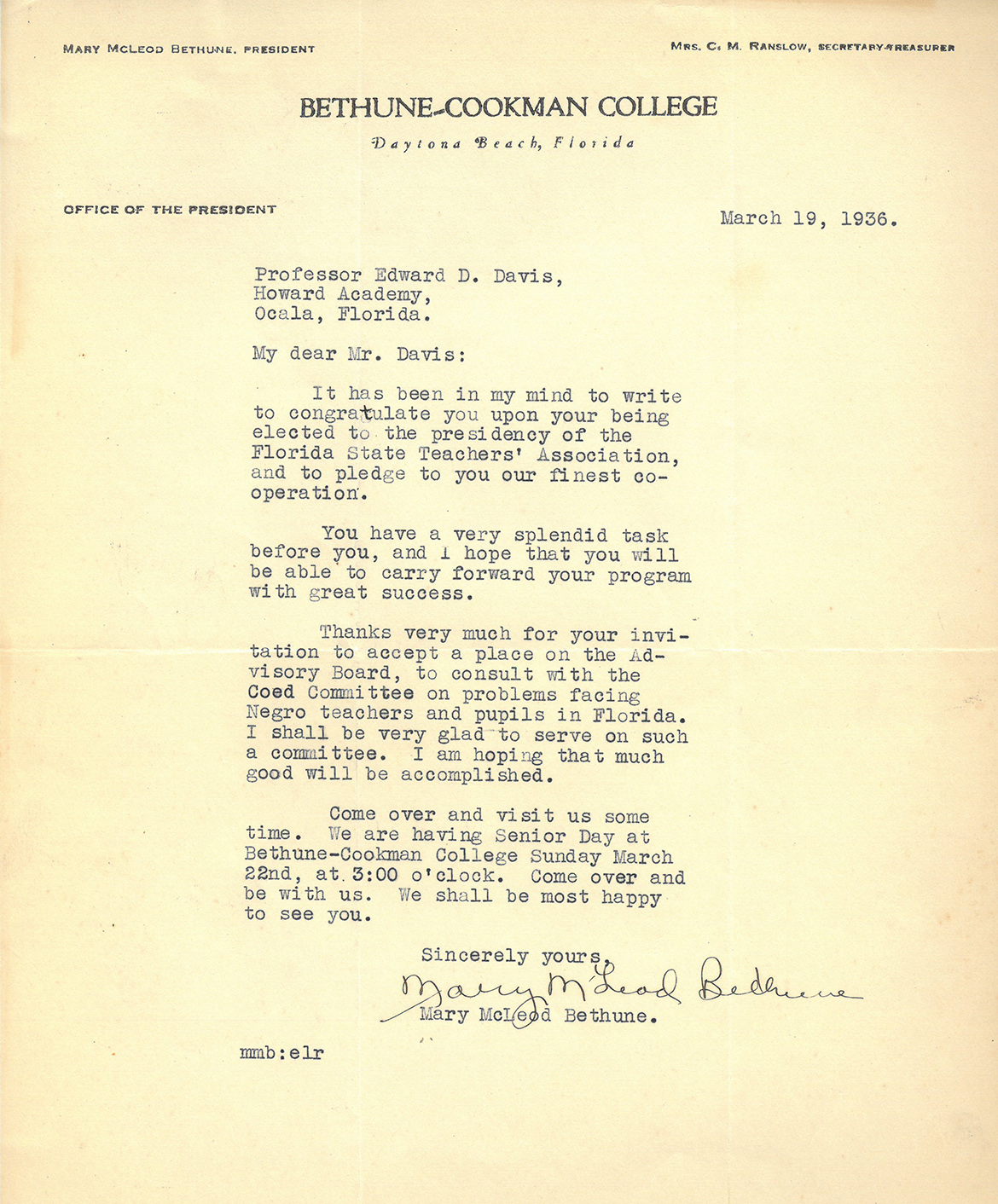 Letters to Mr. Davis from various historic figures including Martin Luther King, Jr., Mary McLeod Bethune and Thurgood Marshall, courtesy of Daniel Banks