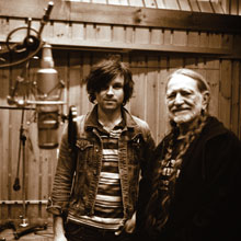 Willie Nelson with alt-country musician Ryan Adams.