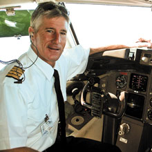 Captain Paul Hutchings at the controls of his ATA Airlines 757.