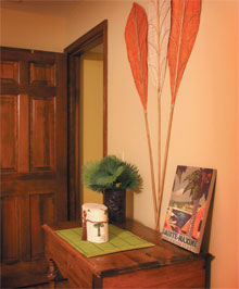 Detail after: Elegant palm fronds create a clever art feature.