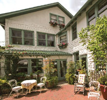 The Garden Gate Tea Room’s well-manicured courtyard is a perfect spot to relax.