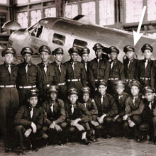 Gil Langford (at arrow) with members of the Tuskegee Airmen