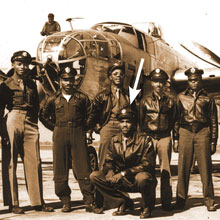 Hal King (at arrow) with members of the Tuskegee Airmen